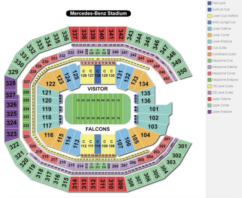 Mercedes-Benz Superdome Seating Chart