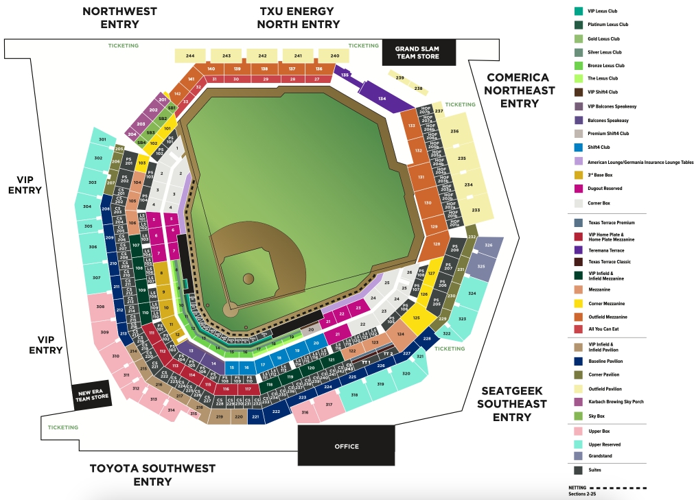 Rangers Ballpark in Arlington Seating Chart