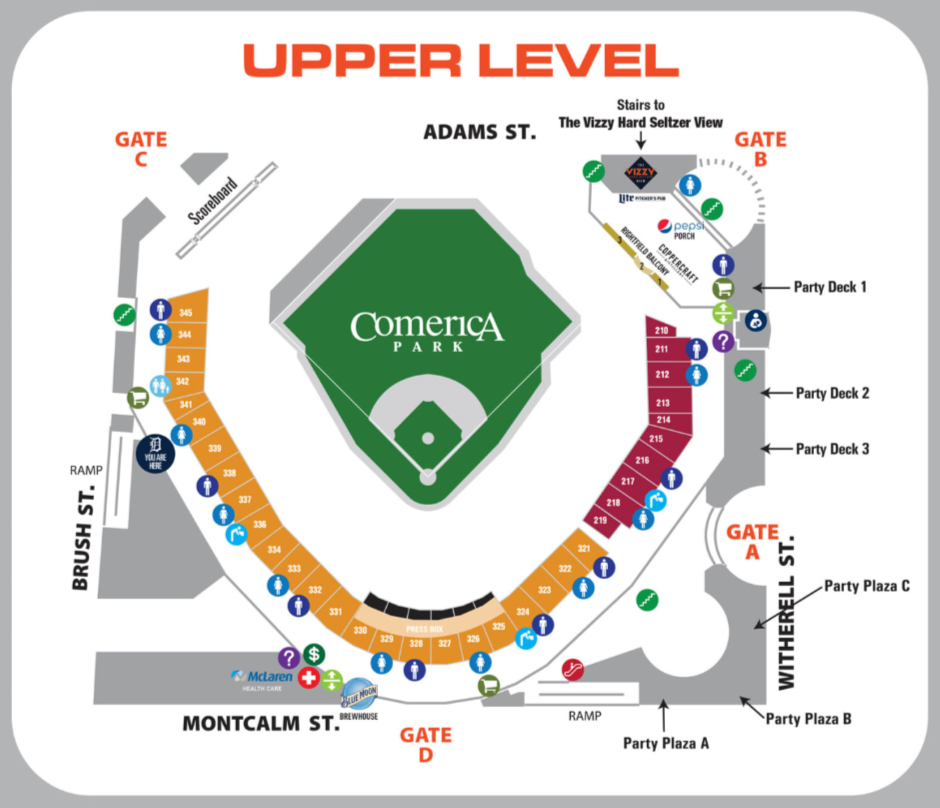 Seating Chart for Comerica Park