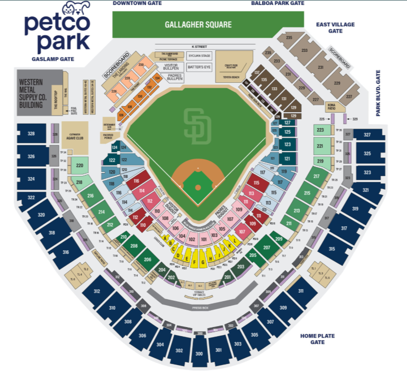 Seating Chart for Petco Park