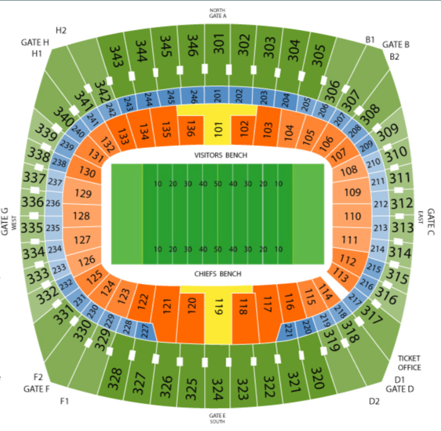 Seating Chart for Arrowhead Stadium