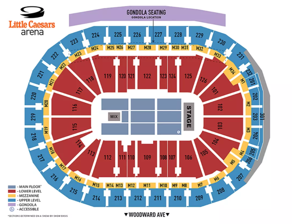 Searing Chart for Little Caesars Arena