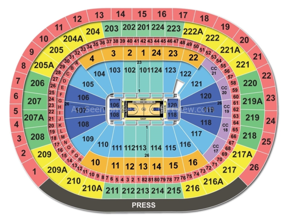 Seating Chart for Wells Fargo Center