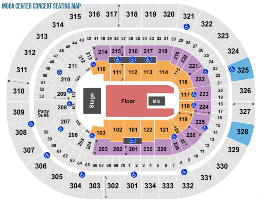 Seating Chart for Moda Center