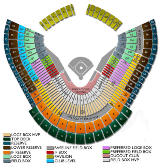 Seating Chart for Dodger Stadium