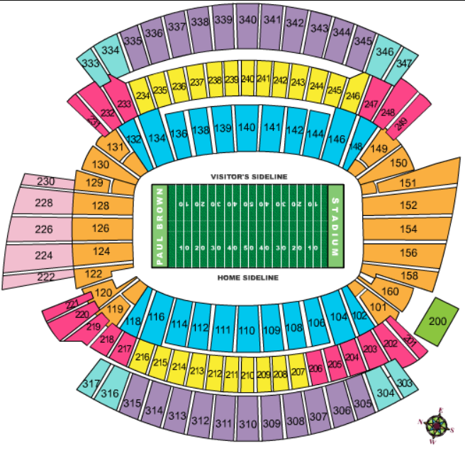 Seating Chart for Paul Brown Stadium