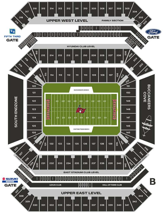 Seating Chart for Raymond James Stadium