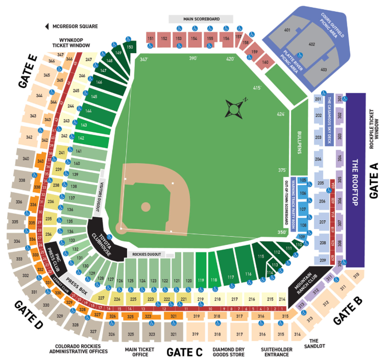 Seating Chart for Coors Field